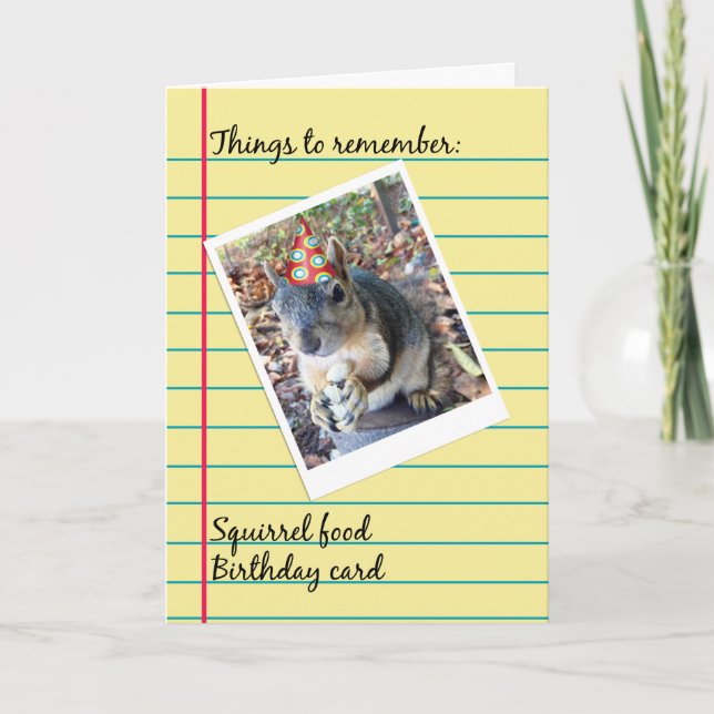 Carte Anniversaire fainéant écureuil en Casquette de fêt (Devant)