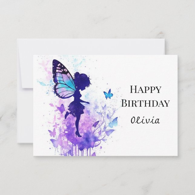Carte Anniversaire Fairy Personnalisé Élégant (Devant)