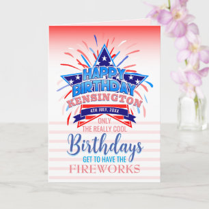 Carte Anniversaire Fantaisiste du 4 Juillet avec Feux d'