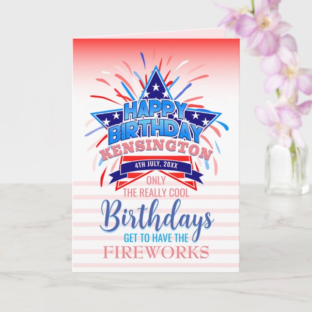 Carte Anniversaire Fantaisiste du 4 Juillet avec Feux d' (Orchidée)