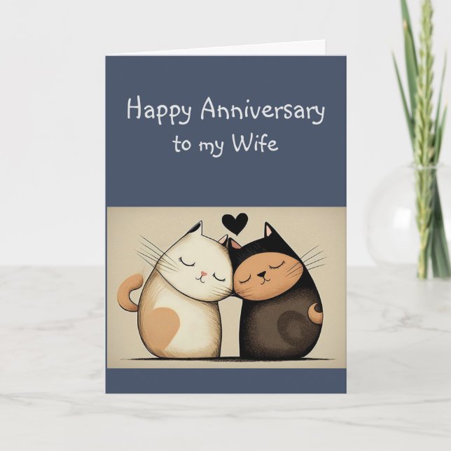 Carte Anniversaire Femme Cuddling Chats Animaux (Devant)