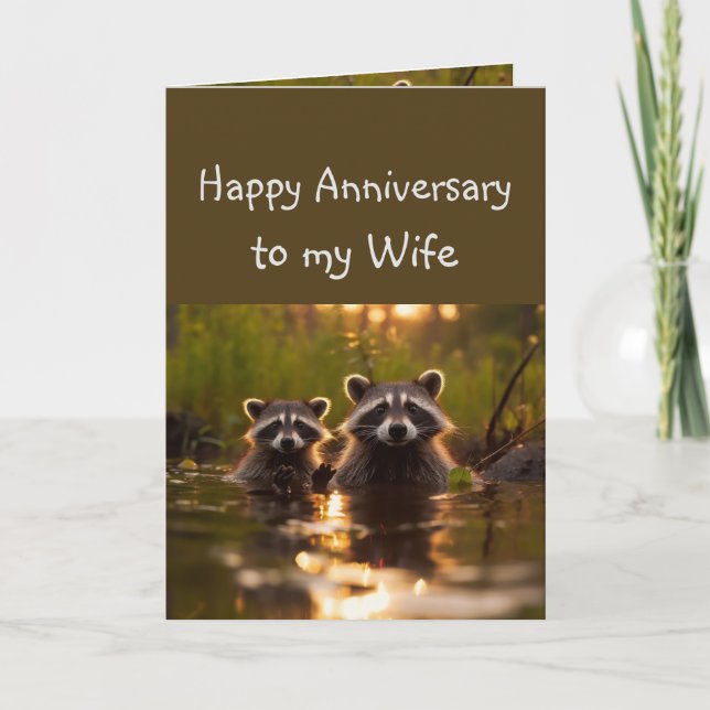 Carte Anniversaire Femme Partenaire Fun Raccoon Animaux (Devant)