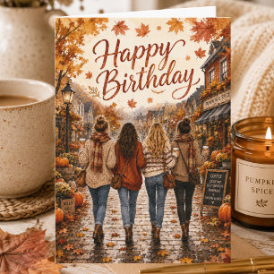 Carte Anniversaire Feuilles d'Automne avec des Amis Anni