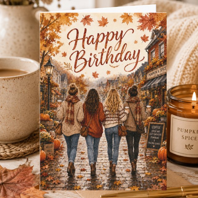 Carte Anniversaire Feuilles d'Automne avec des Amis Anni (Créateur téléchargé)