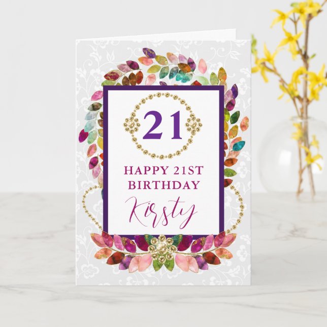 Carte Anniversaire Feuilles d'Automne Colorées (Fleur jaune)
