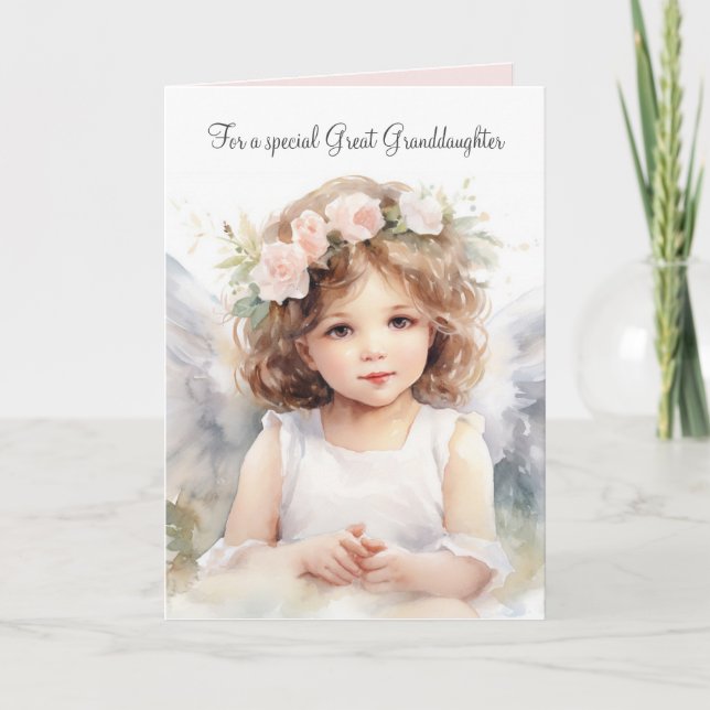 Carte Anniversaire Fille Ange Pour Grande Petite-Fille (Devant)