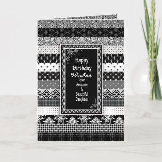 Carte Anniversaire, FILLE, Couches d'impression noir/bla