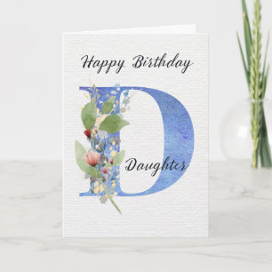 Carte Anniversaire Fille Floral Monogramme Lettre D