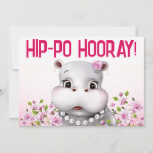 Carte Anniversaire Fille Hippopotame Rose