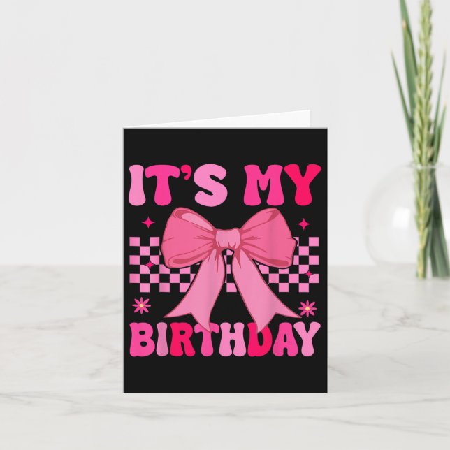 Carte Anniversaire fille rose coquette esthétique garçon (Devant)