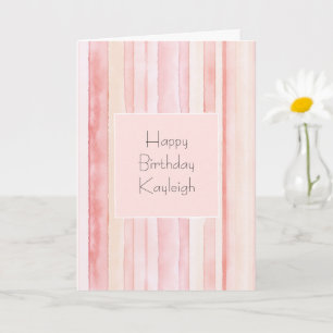 Carte Anniversaire Fille Rose Pêche Rayures