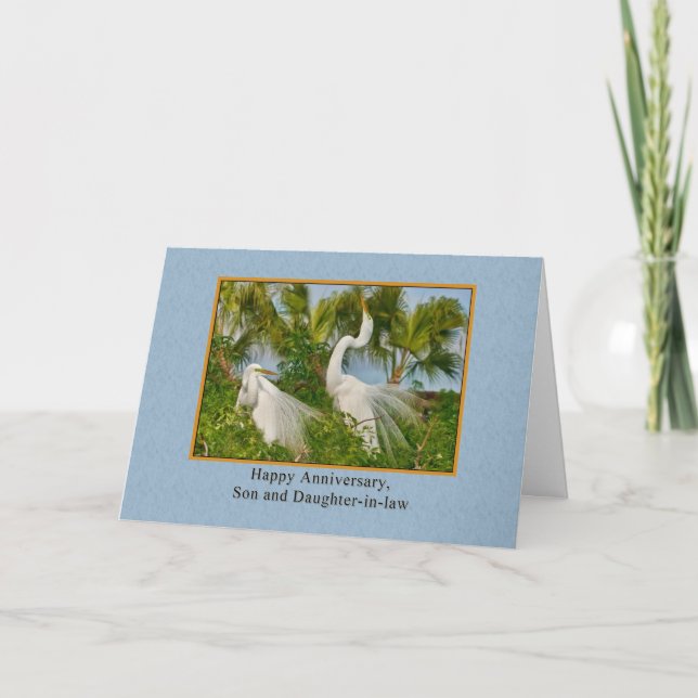 Carte Anniversaire, Fils et Belle-fille, Grande Aigrette (Devant)