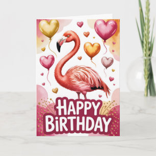 Carte Anniversaire flamant rose brillant et mignon