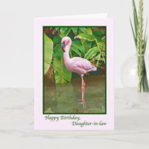 Carte Anniversaire, Flamant rose rose, belle-fille