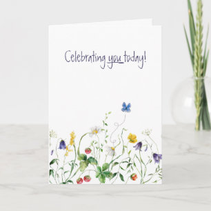 Carte Anniversaire fleur sauvage Avec Papillon