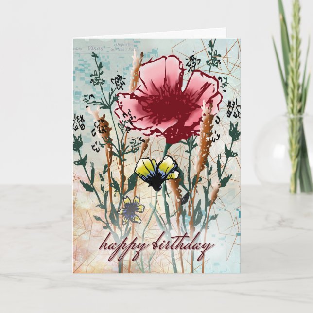 Carte Anniversaire Fleur Sauvage Multimédia (Devant)