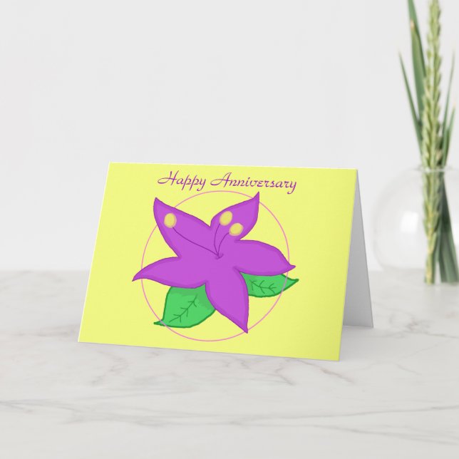 CARTE ANNIVERSAIRE Fleur violet (Devant)