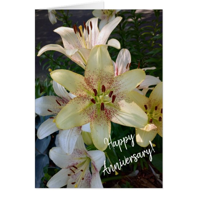 Carte Anniversaire Fleurs Lys Jaunes (Devant)