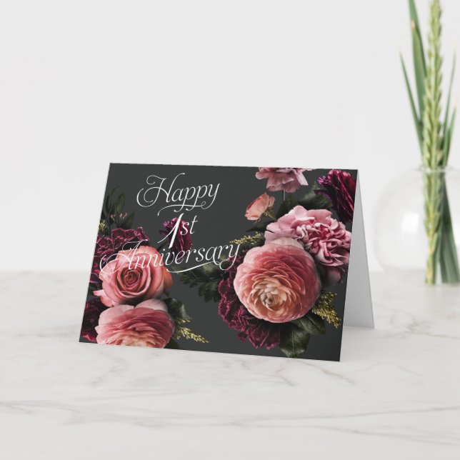 Carte Anniversaire floral-1er Mariage (Devant)