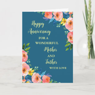 Carte Anniversaire floral de la mère et du père