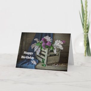 Carte Anniversaire floral de Lilacs violet et blanc rust