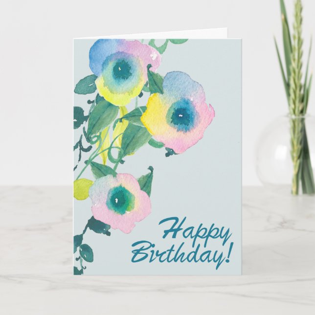 Carte Anniversaire Floral de pois doux (Devant)