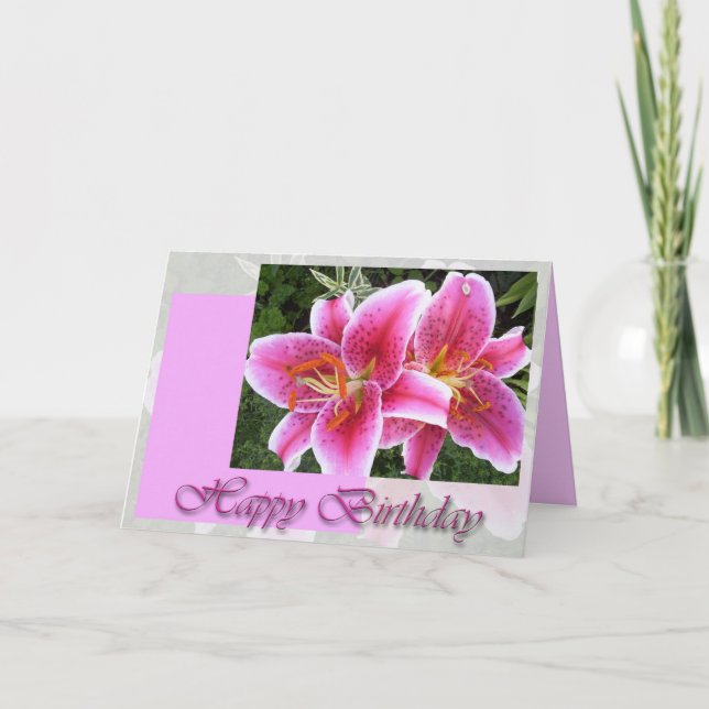 Carte Anniversaire floral de Stargazer Lily (Devant)