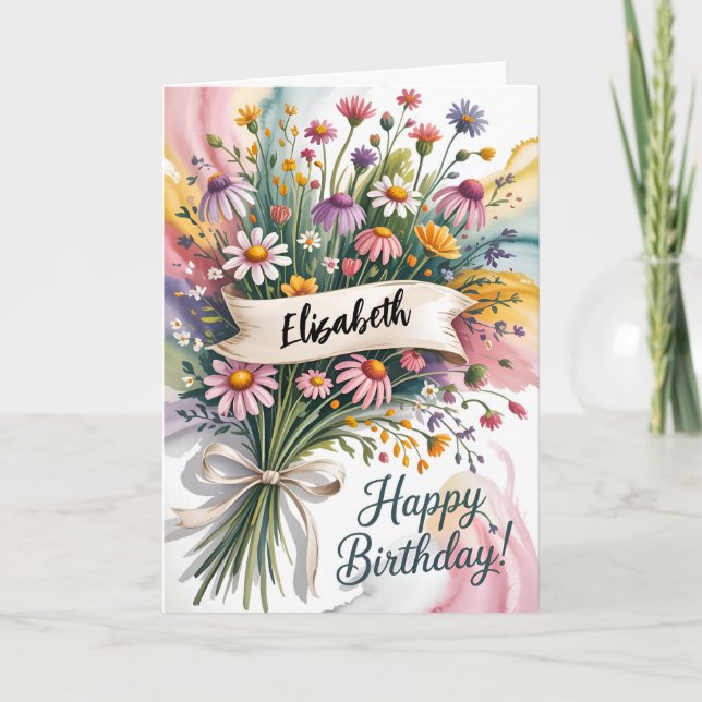 Carte Anniversaire floral délicieux (Devant)