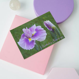 Carte Anniversaire floral d'Iris japonais violet