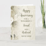 Carte Anniversaire Floral Friend & Husband<br><div class="desc">Bonne carte d'anniversaire mariage pour ami et mari avec de belles fleurs vintages blanches motif et verset sentimental.</div>