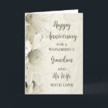 Carte Anniversaire Floral Grandson & Femme<br><div class="desc">Bonne carte d'anniversaire mariage pour petit-fils et femme avec de belles fleurs vintages blanches motif et verset sentimental.</div>