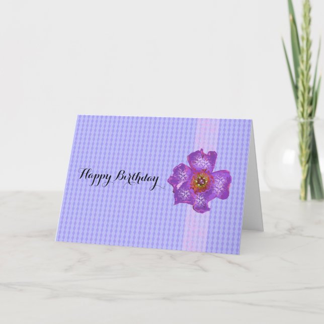 Carte Anniversaire floral pourpre (Devant)