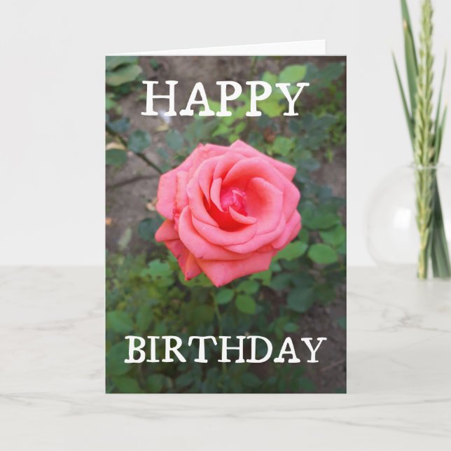Carte Anniversaire Floral Rose (Devant)