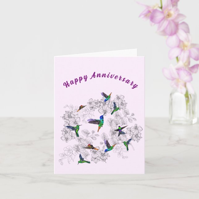 Carte Anniversaire Flying Spring Birds (Orchidée)