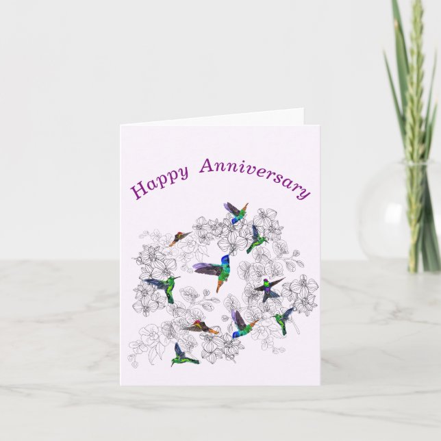 Carte Anniversaire Flying Spring Birds Personnalis (Devant)