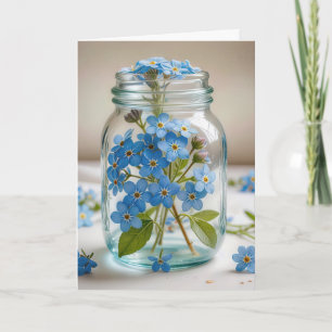 Carte Anniversaire Forget-Me-Not Flowers En Jar