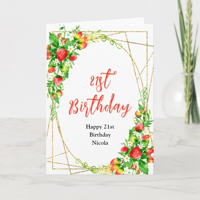 Carte Anniversaire Fraises et Pâquerettes (Devant)