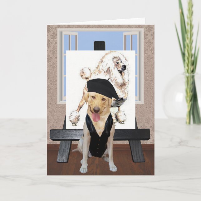 Carte Anniversaire Français Funny sur mesure avec Lab (Devant)