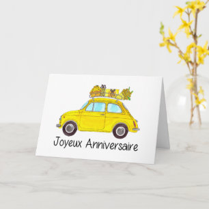 Carte Anniversaire français Retro Fiat 500