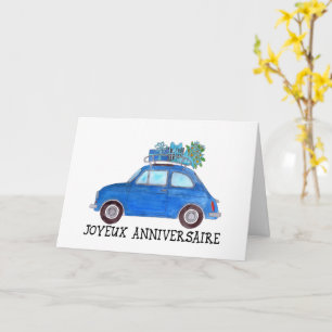 Carte Anniversaire français Retro Fiat 500