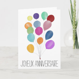 Carte Anniversaire française bunon de ballons