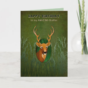 Carte Anniversaire, frère, cerf avec Antlers dans le Bus