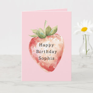 Carte Anniversaire Fruit de Fraise Rose