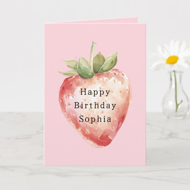 Carte Anniversaire Fruit de Fraise Rose (Petite plante)