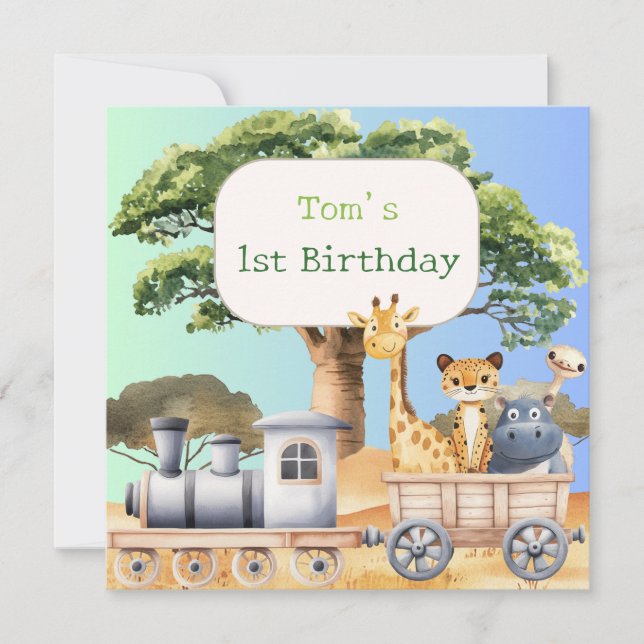 Carte Anniversaire Fun Blue Safari (Devant)
