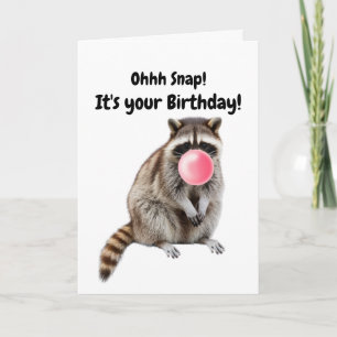 Carte Anniversaire Funny Raccoon souffle la bulle rose
