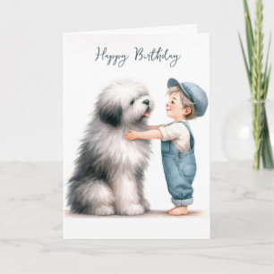Carte Anniversaire Garçon Accrochage Chien Aquarelle