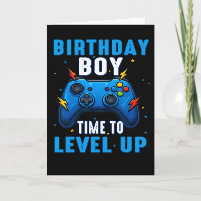 Carte Anniversaire Garçon Temps De Niveau Up Gamer Jeu V (Devant)