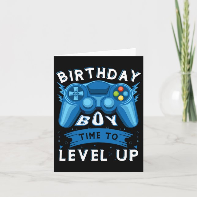 Carte Anniversaire Garçon Temps De Niveau Up Video Jeu A (Devant)
