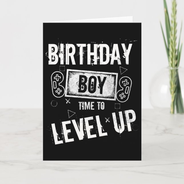 Carte Anniversaire Garçon Temps De Niveau Up Video Jeu A (Devant)
